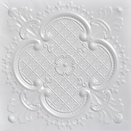 FROM PLAIN TO BEAUTIFUL IN HOURS Lancelot 2 ft. x 2 ft.  Faux Tin Lay-in Ceiling Tile in White (48 sq. ft./case), 12PK SKPC500-wh-24x24-D-12